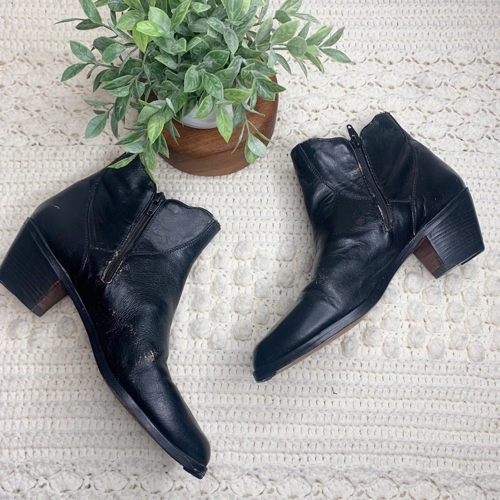 THE WILD PAIR VINTAGE Women's Western Cowgirl Leather Heeled Boots Black 9.5 - Picture 9 of 16